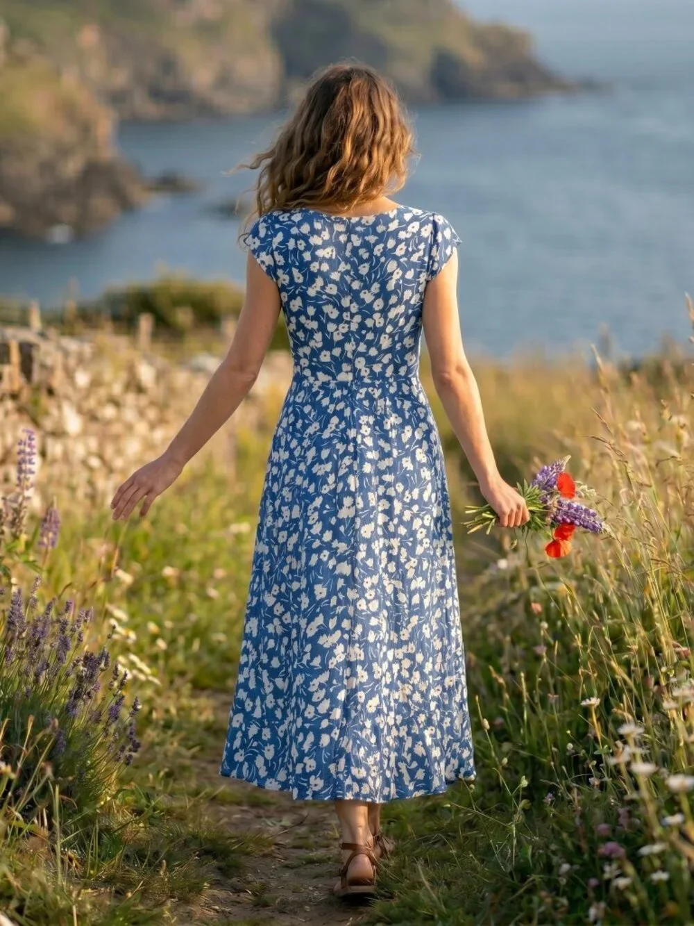 NWD Reformation Alisa Midi Dress in Blue Floral - Size 0 - Picture 2 of 10